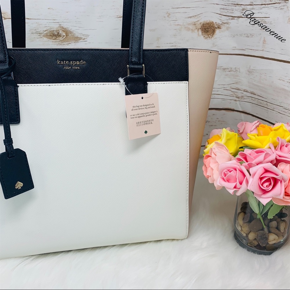 Beige black tote cameron large laptop Kate spade - Picture 3 of 8